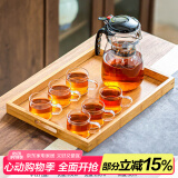 瓷牌茗茶具玻璃茶具套装可拆洗内胆飘逸杯泡茶壶居家办公懒人自动红茶泡茶器 尚型飘逸杯6杯+手拉托盘 900ml