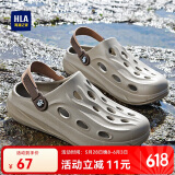 海澜之家HLA凉鞋男士休闲洞洞鞋包头拖鞋HAALXM2DBK047 卡其色42/43(双码)