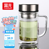 富光双层玻璃杯支持团购定制泡茶杯办公杯带把 大容量男女水杯子580ML