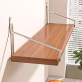 若时免打孔墙上置物架床头壁挂定制隔板整理架客厅墙面路由器收纳架子 胡桃色30*15（带粘钩/无痕钉底托