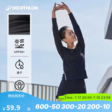 迪卡侬训练防晒打底衣长袖健身跑步运动服T恤上衣RUNW2176331经典黑M