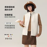 雪中飞摇粒绒马甲女2026秋冬新款情侣立领加厚抓绒背心 白色 L170