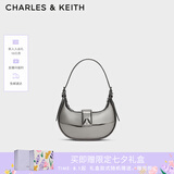 CHARLES&KEITH三角扣新月包腋下包单肩包包女包女友生日七夕礼物CK2-50271205 Pewter锡灰色 S