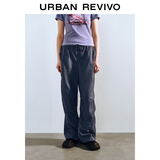 UR2025秋季新款女装松紧腰抽绳宽松微褶束脚裤UYY650022 深灰 XS