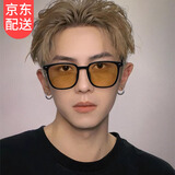 鹿珊伍墨镜男士黑框茶色痞帅个性潮方形开车高级感大脸太阳眼镜2025新款 墨镜方圆-【茶色】
