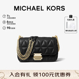 MICHAEL KORS礼物轻奢MK女包SLOAN皮质链条单肩斜挎包小号黑色/金色