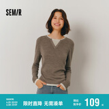森马（Semir）森马毛衣女短款假两件含羊毛针织衫24冬新款保暖内搭109724107015