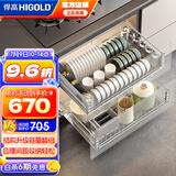 悍高（HIGOLD） 厨房橱柜拉篮碗架抽屉式碗篮加厚304不锈钢底板调味篮双层碗碟篮 700柜2层-时尚304实心圆钢升级款