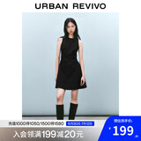 UR2025春季新款女摩登气质褶皱收腰显瘦无袖连衣裙UYY750030 黑色 L