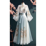 喜诗莱（CESLAY）2026新款夏季套装女生新中式国风汉服旗袍汉元素雪纺裙女装两件套 白色上衣+半身裙 两件套 L 建议100-120斤