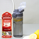 乐扣乐扣（LOCK&LOCK）人鱼线塑料运动水杯夏天便携水壶带刻度提手男女水杯子520ML灰色