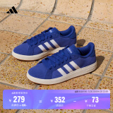 adidas「面包鞋」GRAND COURT BASE 00s休闲低帮板鞋男女阿迪达斯 半荧光蓝/白色/树脂黄     37