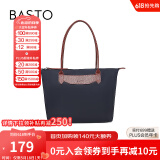 百思图冬季商场同款时尚潮流通勤大容量单肩包斜挎女X2847DX2 黑/棕 F
