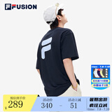 斐乐（FILA）FUSION潮牌情侣多彩短袖T恤2025新款男女短T时尚大logo夏季短袖 A深黑-BK M 170/92A 【宽松版型】