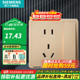 西门子（SIEMENS）开关插座面板 五孔二三插座墙壁86型强电10A插座 致典系列日曜金 五孔带开关（新老国标随机发）