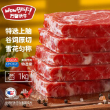 万馨沃牛美国安格斯choice上脑1kg（200g*5）谷饲200天 烧烤健身牛肉