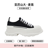 亚历山大.麦昆（ALEXANDER MCQUEEN）女鞋经典礼物款运动黑白帆布鞋697072 W4MV2 1070