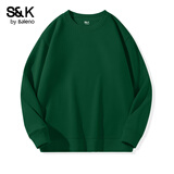 班尼路春秋季重磅情侣款卫衣柔软舒适休闲宽松通勤潮牌纯色经典百搭外套 【圆领卫衣】-墨绿#纯色 L