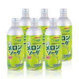 三佳利波子汽水 日本原装进口 气泡水饮料 水果味碳酸饮料 整箱铝瓶装 哈密瓜味500mL*6瓶