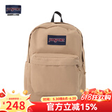 JANSPORT杰斯伯书包轻便双肩包男女26L旅行包简约背包电脑包学生校园 4QUE7R5奶咖/卡其色-侧袋+隔层