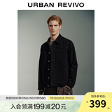 UR2025春季新款男装轻熟风满底提花贴袋牛仔外套UMM840016 黑色条纹 M