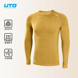 悠途（UTO）美利奴羊毛速干衣男运动长袖t恤户外跑步登山徒步 姜黄色 L