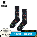 Happy Socks春夏款袜子女男袜多巴胺运动新年棉袜中筒袜 悠闲夏日黑 1双 M 36-40