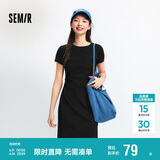 森马（Semir）连衣裙女圆领收腰弹力针织裙2025夏刺绣休闲短裙辣妹109325114001