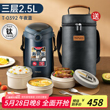 泰福高（TAFUCO）可微波钛保温饭盒上班族三层大容量学生成人2.5L钛便当饭盒 T0392