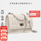 CHARLIE&KELLI CK品牌包包女包奢侈品牌2025新款送女友生日礼物菱格链条包斜挎 米白【京仓配送 赠礼袋+贺卡】