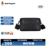 暇步士（Hush Puppies）男士单肩包斜挎包新款时尚户外通勤真皮邮差包牛皮小背包送男友 黑色HA-2011708W-5710