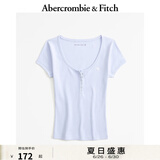 ABERCROMBIE & FITCH女装24夏经典小麋鹿美式复古辣妹欧若风亨利式短袖T恤358101-1 紫色 XL (170/112A)