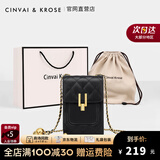 CinvaiKrose官网包包女包轻奢牛皮手机包女士包包新款2025斜挎包女款 黑色-CK女包生日礼物