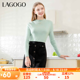 lagogo多巴胺多色修身软糯针织衫女拉谷谷2024冬新款半高领打底衫 薄荷绿(L6) M 160/38