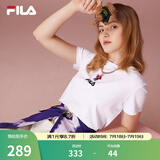 斐乐（FILA）官方女士短袖T恤夏印花运动女装针织短袖套头衫小熊T刺绣上衣 标准白-WT M 165/84A