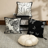 馨生活|素描 美式复古抱枕沙发客厅轻奢高级感高颜值飘窗床上靠枕 黑白ins风套装 45cm*45cm 含枕芯