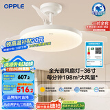 欧普（OPPLE）全光谱36寸风扇灯遥控LEDRa98餐厅卧室吊灯冰风白1级能效 包安装