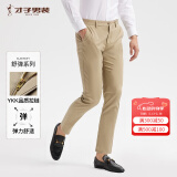 才子（TRIES）【易穿搭】男装春秋休闲裤男士简约百搭商务休闲长裤子男 浅卡色070 35 90(180/88A)