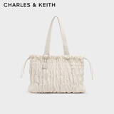CHARLES&KEITH大容量抽绳褶皱单肩托特包生日新年礼物送女友CK2-30271558-1 Cream奶白色 L