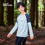 361°童装 儿童长袖T恤25秋季男女童3-14岁撞色拼接针织衫 蓝160