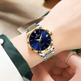劳力士王子原装正品瑞士女士手表全自动机械表防水夜光真钻金表时尚进口女表 间金蓝面