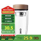 希乐玻璃杯 大容量双层加厚泡茶杯 男女士商务茶水分离水杯 车载杯子