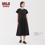 无印良品（MUJI）女式 凉感 短袖连衣裙 女装裙子25年夏季连身裙凉感物语 BC2LKA5S 黑色 L (165/88A)