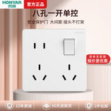 鸿雁X5插座面板开关三孔五孔六孔十孔一开双开双控空调防水 X5白色 一开单控八孔插座