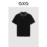 GXG男装 夏季多色男士刺绣翻领Polo衫男短袖 黑色 180/XL