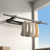 天地鱼吸盘晾衣杆伸缩免打孔强力承重隐形折叠阳台晒衣神器支撑杆窗帘杆 【枪灰】隐形晾衣杆104-151cm