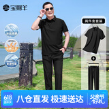 宝财羊父亲节礼物实用爸爸套装夏季短袖t恤男冰丝polo运动中老年人衣服