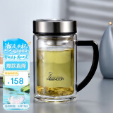 希诺双层玻璃杯男家用商务办公水杯带手柄泡茶杯子XN-9320 290mL