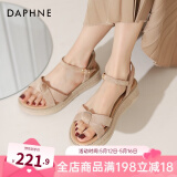 达芙妮（DAPHNE）凉鞋女一字带厚底沙滩女鞋2025夏季新款平底舒适休闲单鞋罗马鞋女 杏色 跟高4cm 37