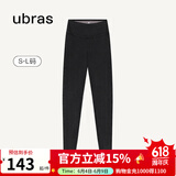 ubras仿牛仔高腰收腹加绒打底裤女保暖时尚高弹可外穿 黑色平腰款 1条 L